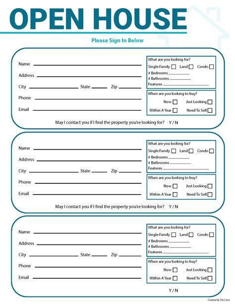 real estate open house printables